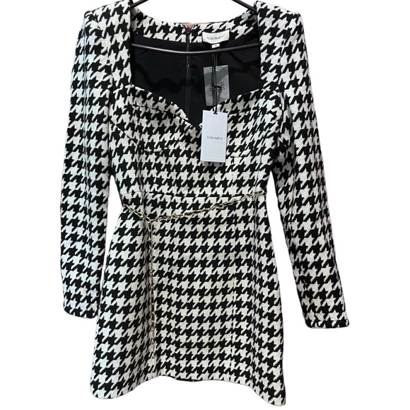 NWT ASSIGNMENT Blair Mini Dress Houndstooth Dress Size M - Picture 6 of 12